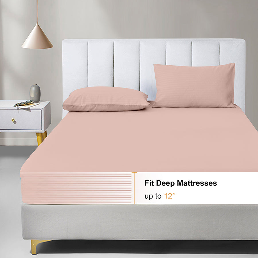 Deluxe Rose Dust Plain 4pc Sheet Set