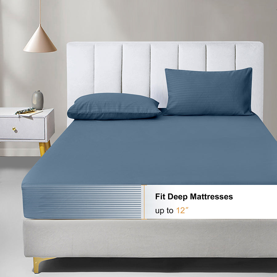 Deluxe Cool Gray Plain 4pc Sheet Set
