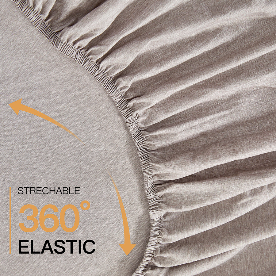 Reversible Stripe Khaki 4pc Flat Sheet Set