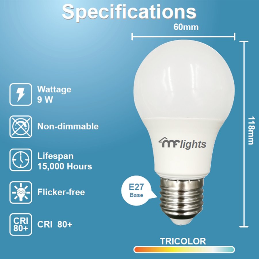 Tricolor LED Bulb 9W