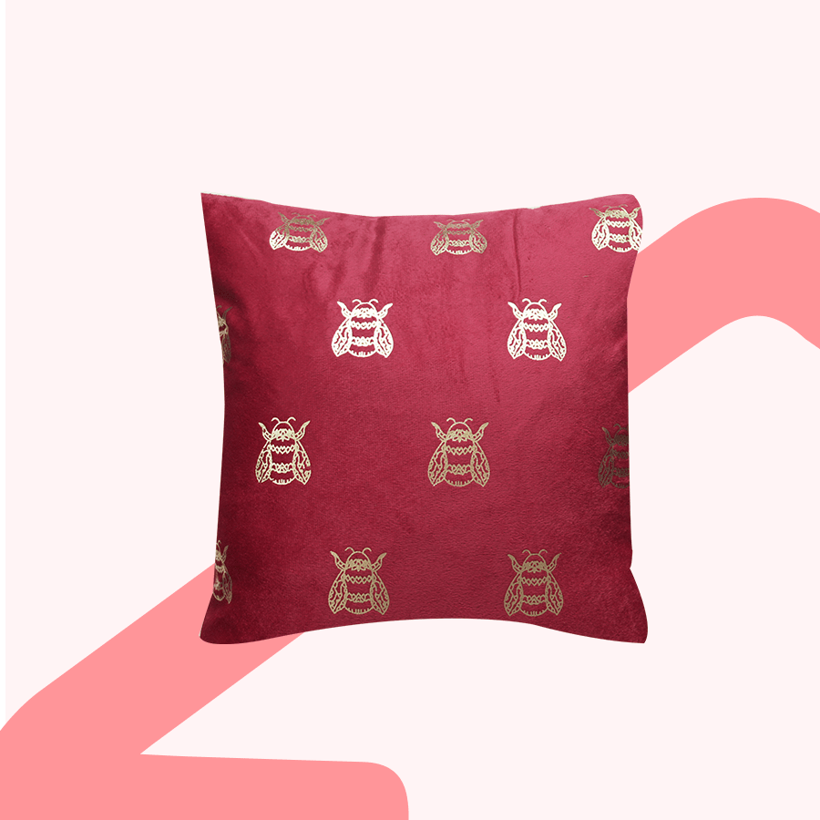 Killian Crimson Bees Throw Pillowcase