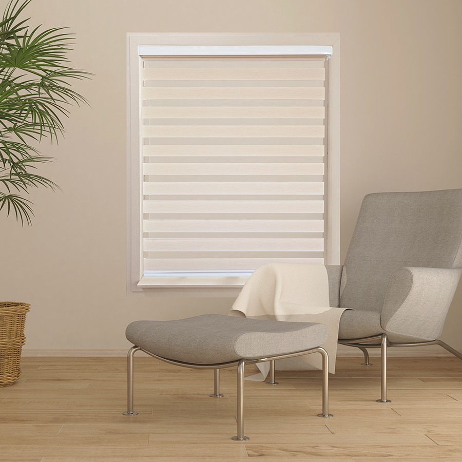 Beige Linen Zebra Semi-Blackout Blinds