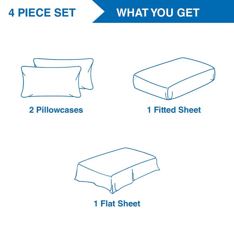 Deluxe Gray Plain 4pc Sheet Set