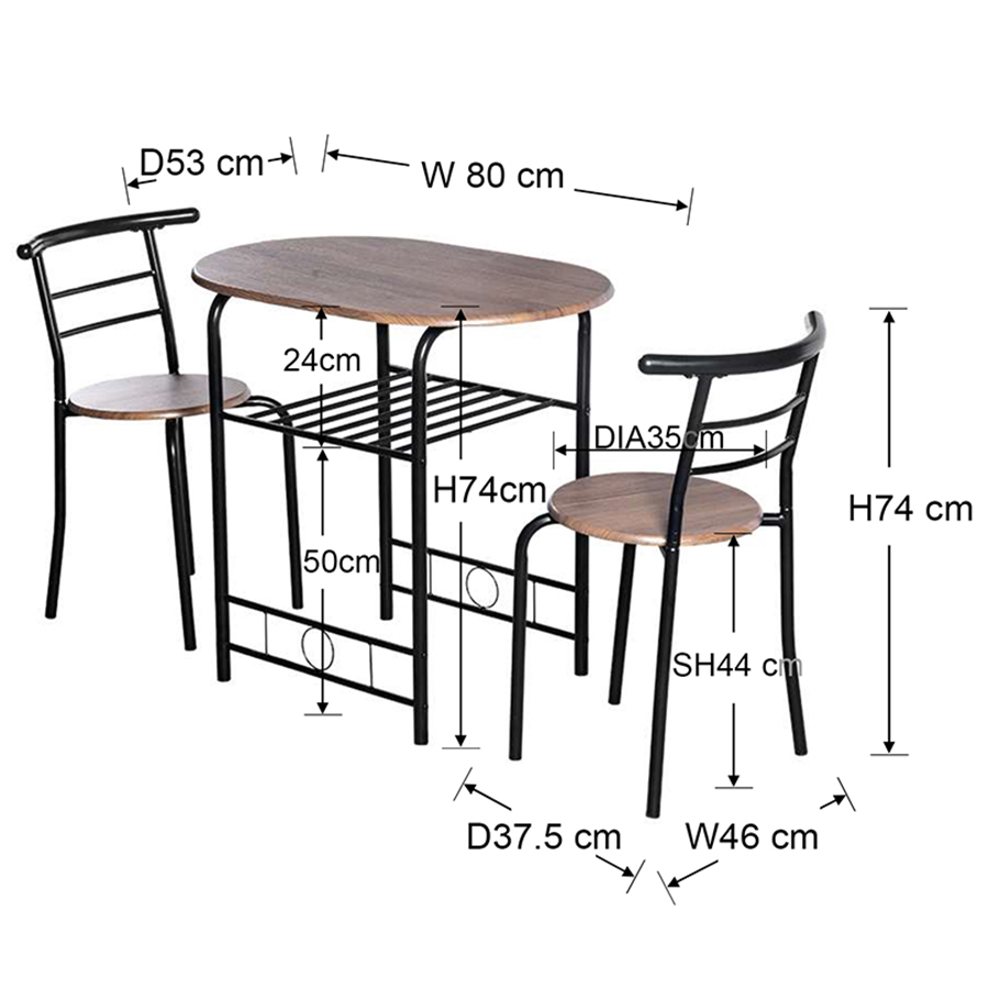 2 seater dining on sale table size