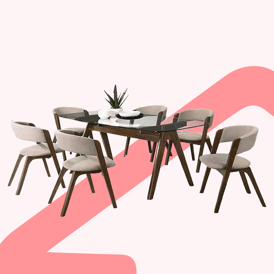 Jensen Glass Top 6 Seater Dining Set