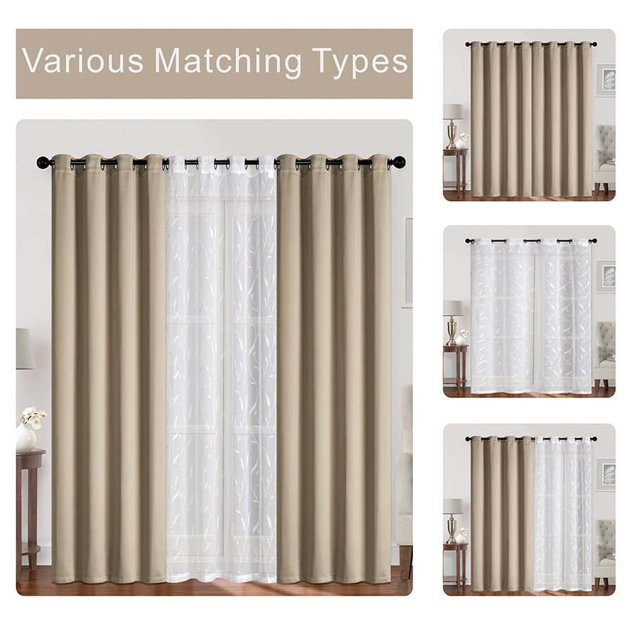 Blenda Plain & Print Set of 3 Curtains