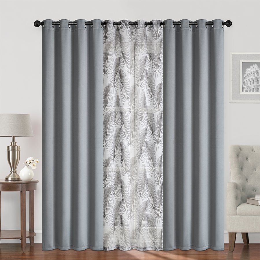 Bothild Plain & Print Set of 3 Curtains