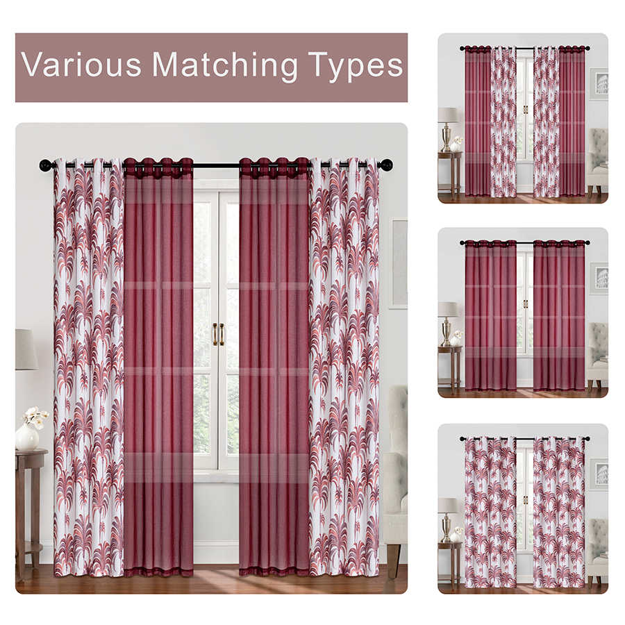 Brage Plain & Print Set of 4 Curtains