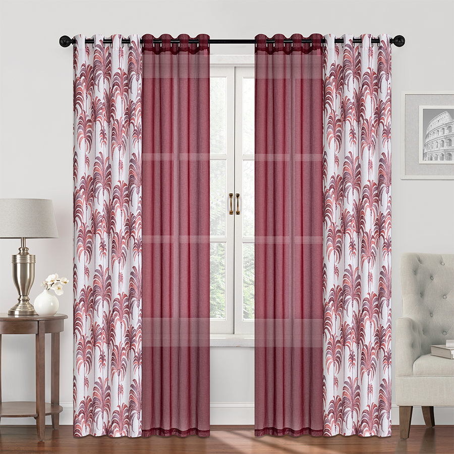 Brage Plain & Print Set of 4 Curtains