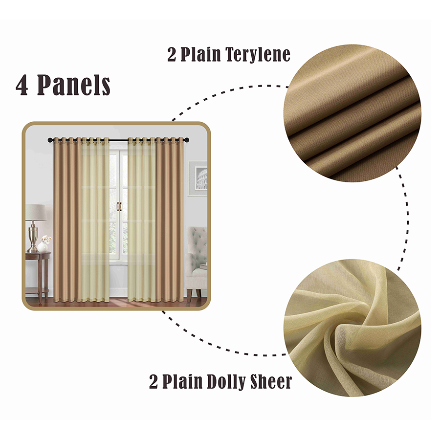 Braya Plain Set of 4 Curtains