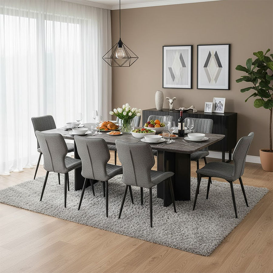 Tavis Gray 8 Seater Rectangle Dining Set