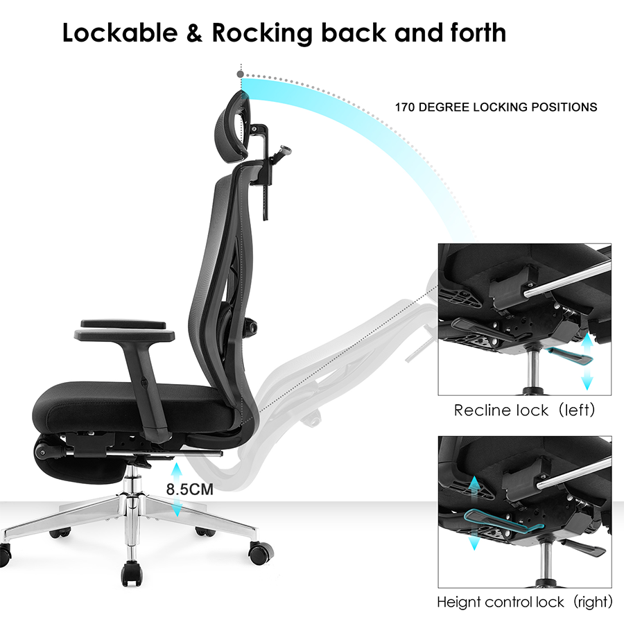 Rocking office discount chair with footrest