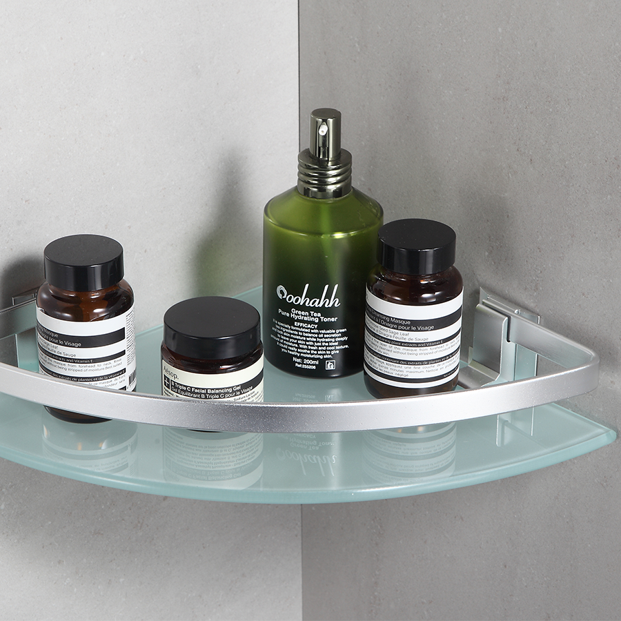 Corner Glass Bathroom Shelf