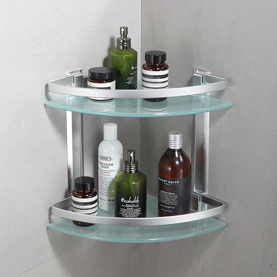 Corner Glass Bathroom Shelves