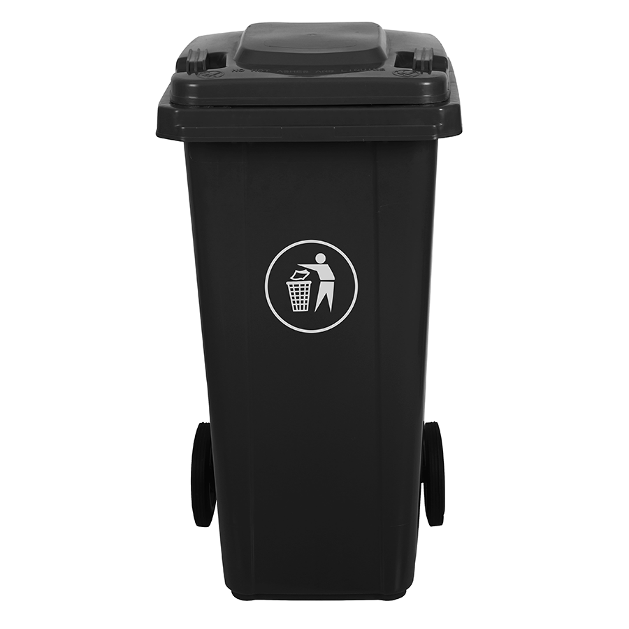 Large Outdoor Trash Bin with Wheels 120L