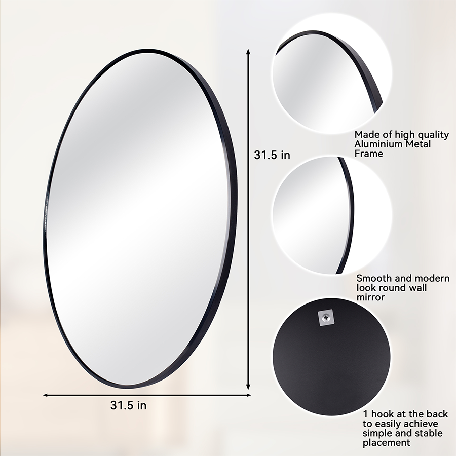 Jorn Black Round Wall Mirror