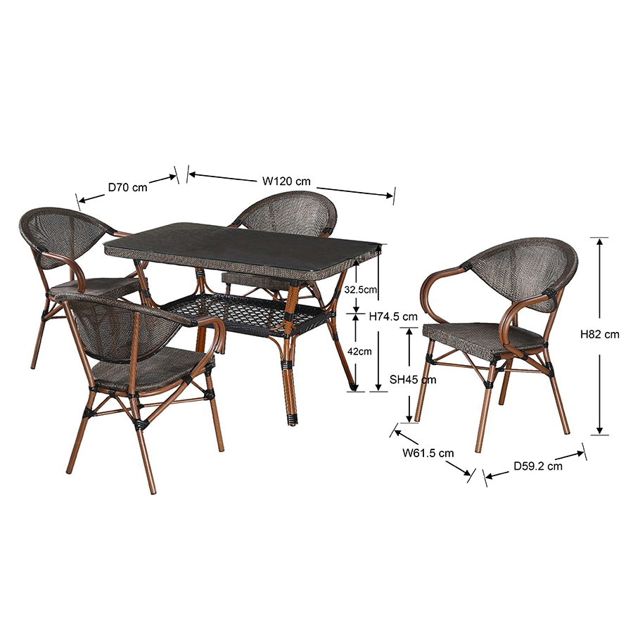 Kairi 4 Seater Outdoor Dining Set