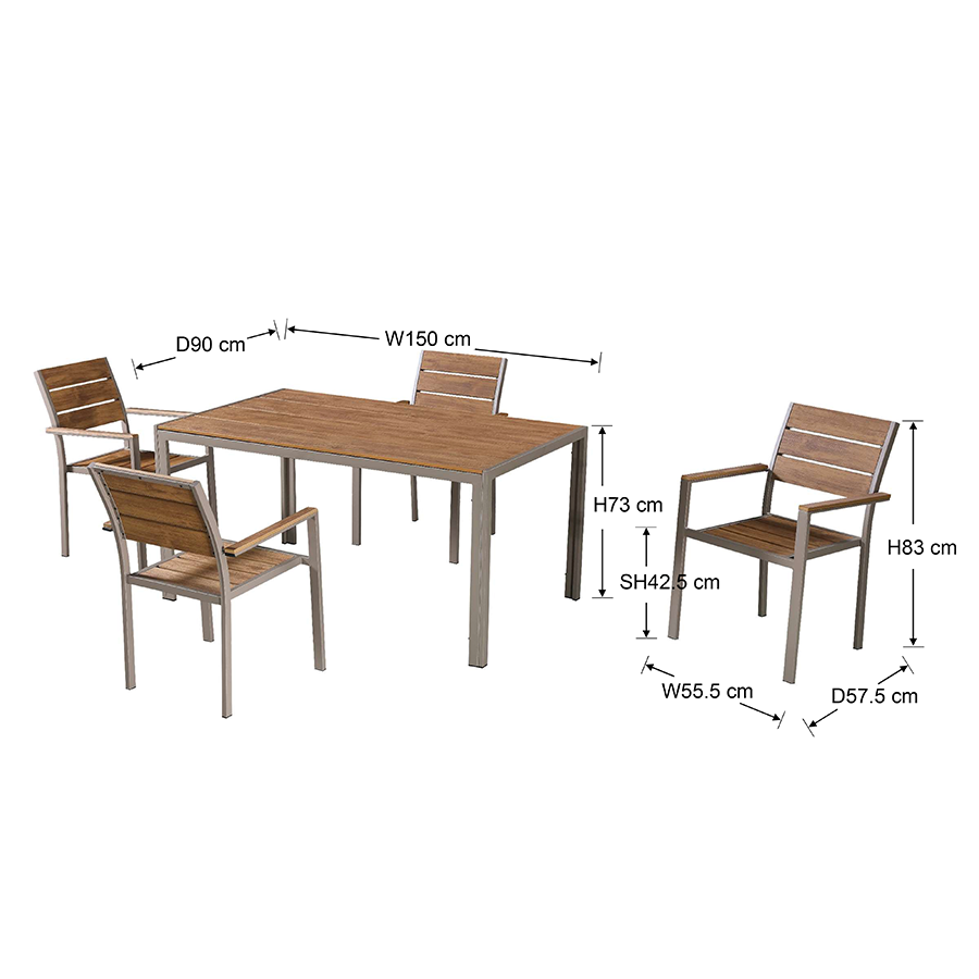 Maryam 4 Seater Outdoor Dining Set