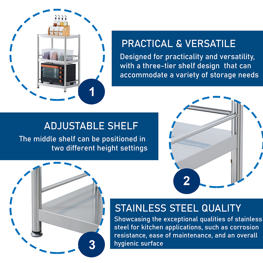 Weston 60 SS 3 Tier Metal Rack