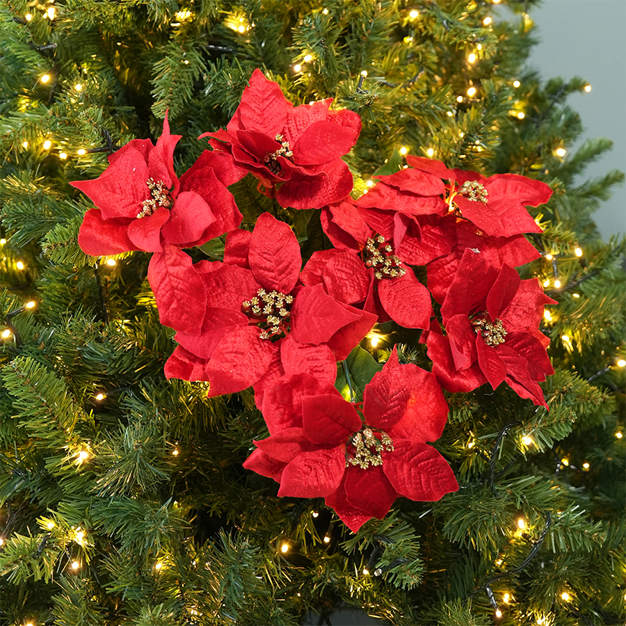 7 Heads Poinsettia Bunch