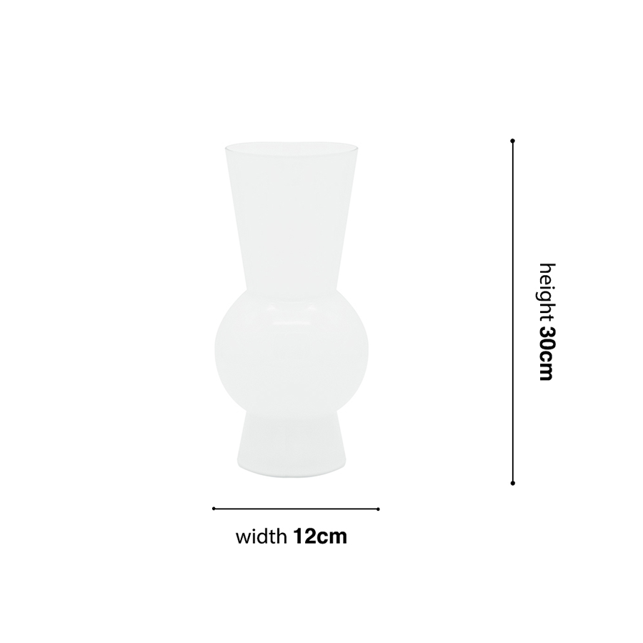 Flordel White Glass Vase 30cm