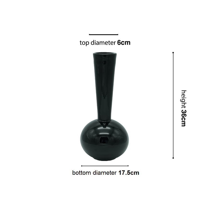 Gourd Black Glass Vase 36cm