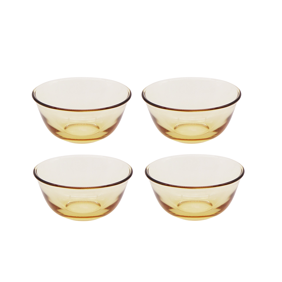 Amber Glass Bowl Set of 4