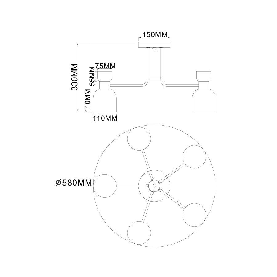 Galya Semi-flush Mount Light - 5 Shades