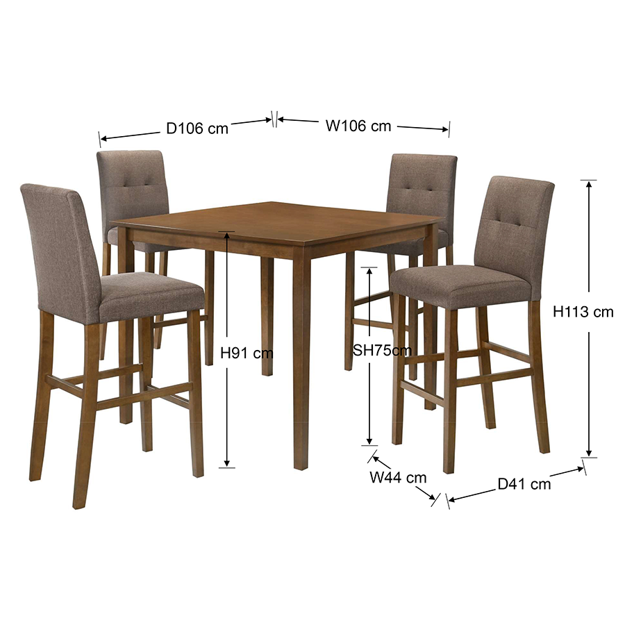 Kieran + Ayla 4 Seater Pub Dining Set