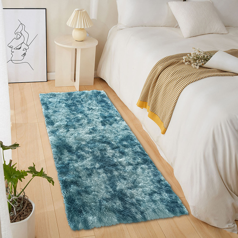 Sari Peacock Blue Plush Rug