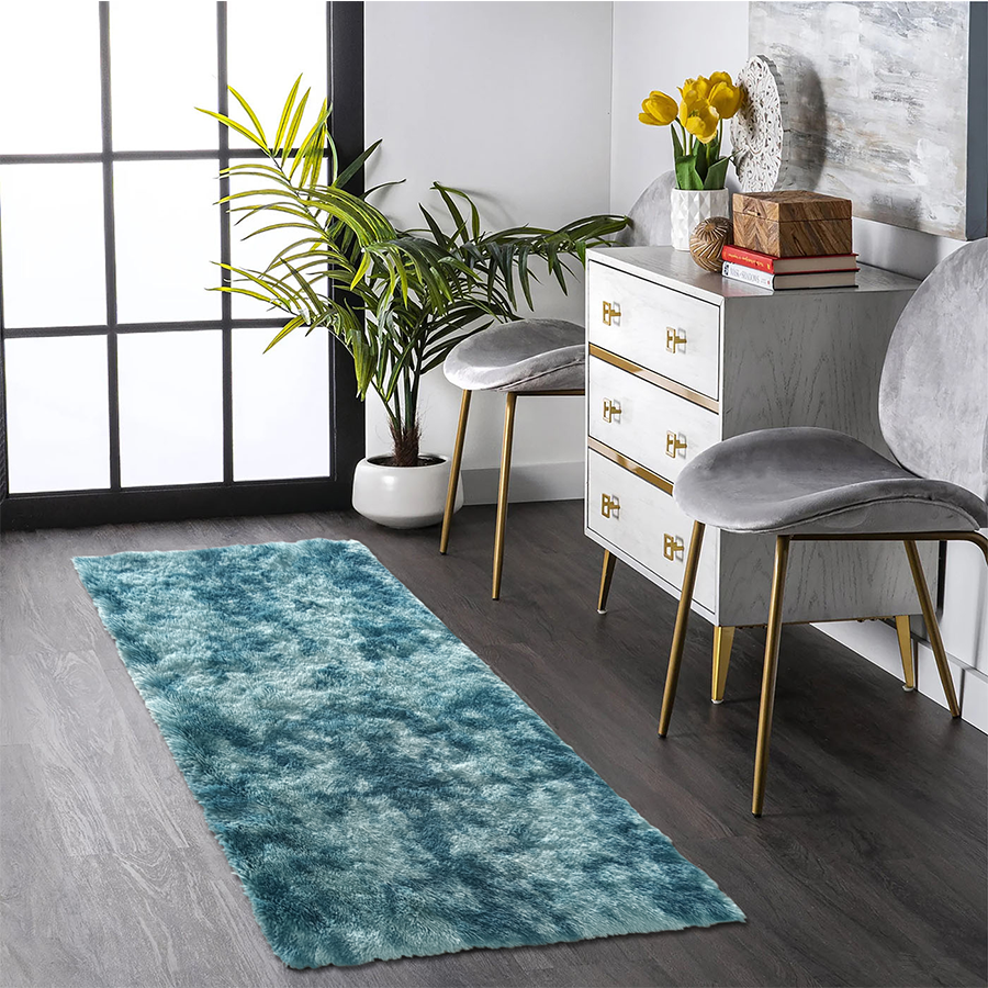 Sari Peacock Blue Plush Rug