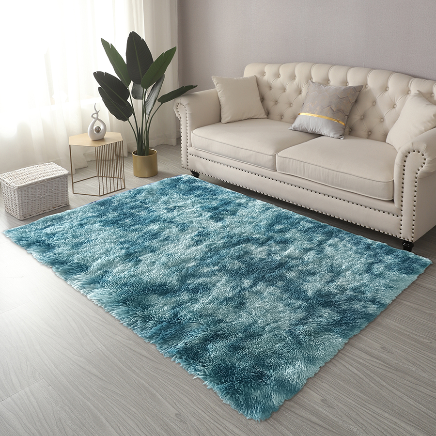 Sari Peacock Blue Plush Rug