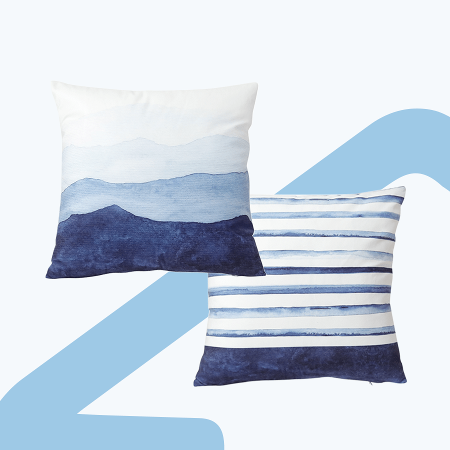 Lumi Blue Minimalist Throw Pillowcase Set of 2