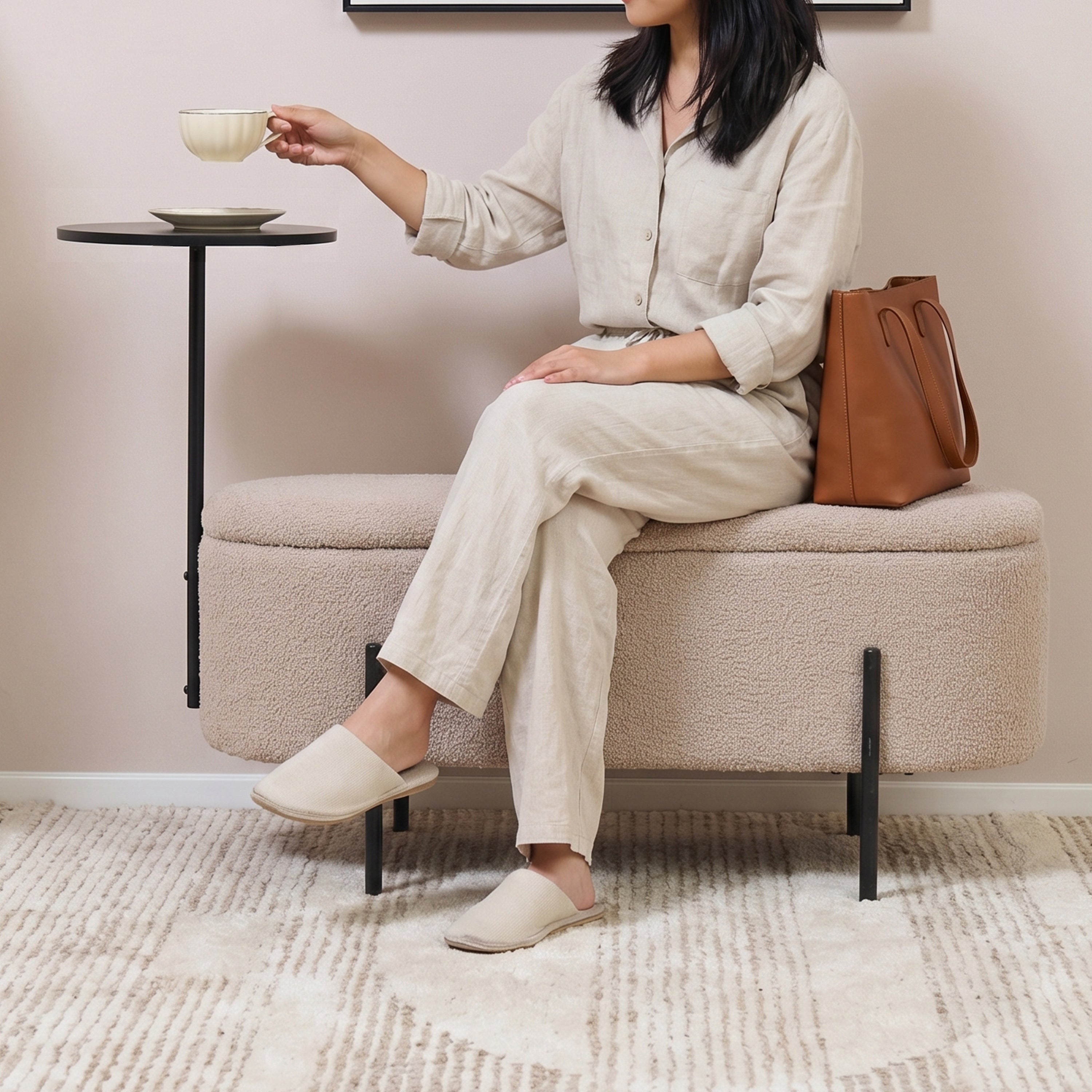 Pria Bench with Table & Storage