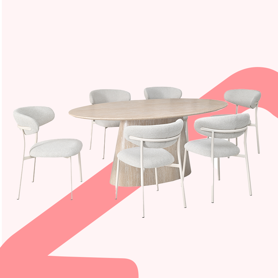 Nadeen 6 Seater Oval Dining Set