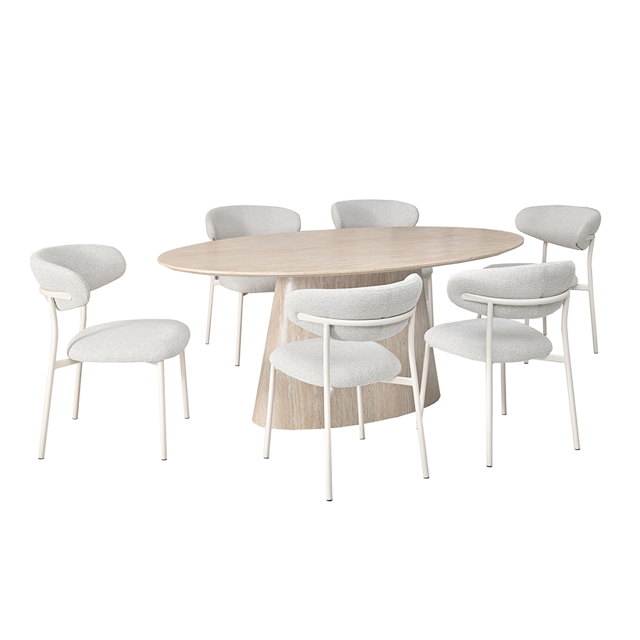 Nadeen 6 Seater Oval Dining Set