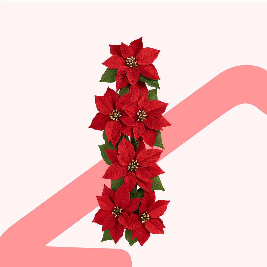 7 Heads Poinsettia Swag 65cm