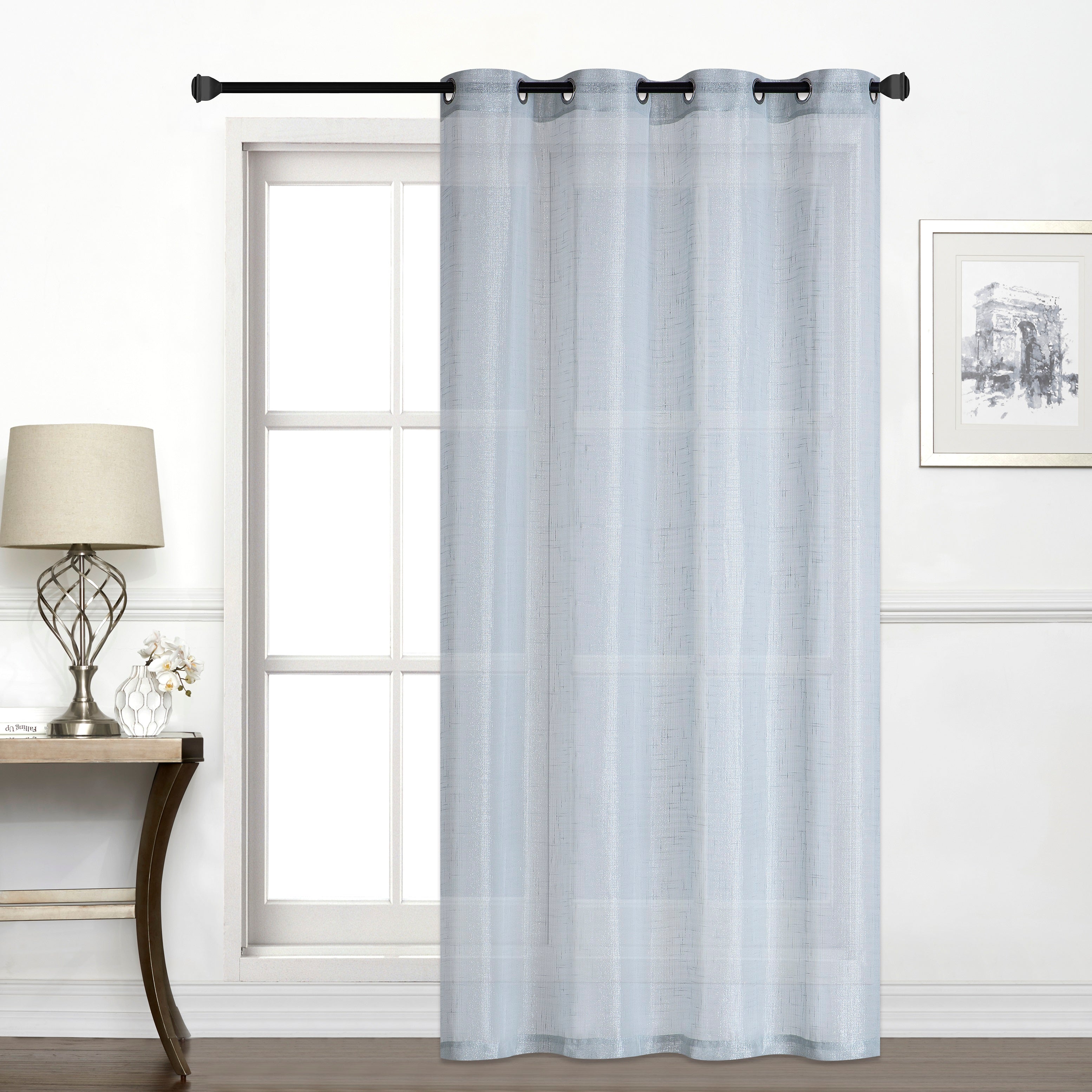 Alysin Gray Shiny Sheer Curtain