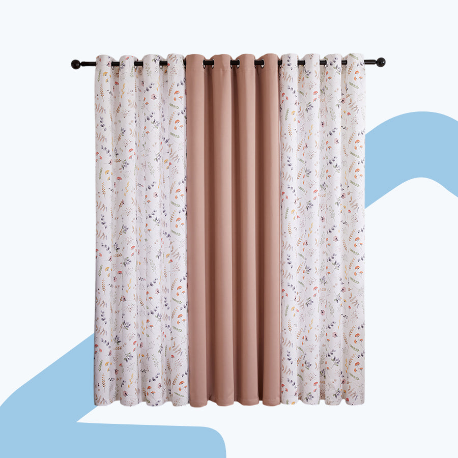 Barthel Plain & Print Set Of 3 Curtains
