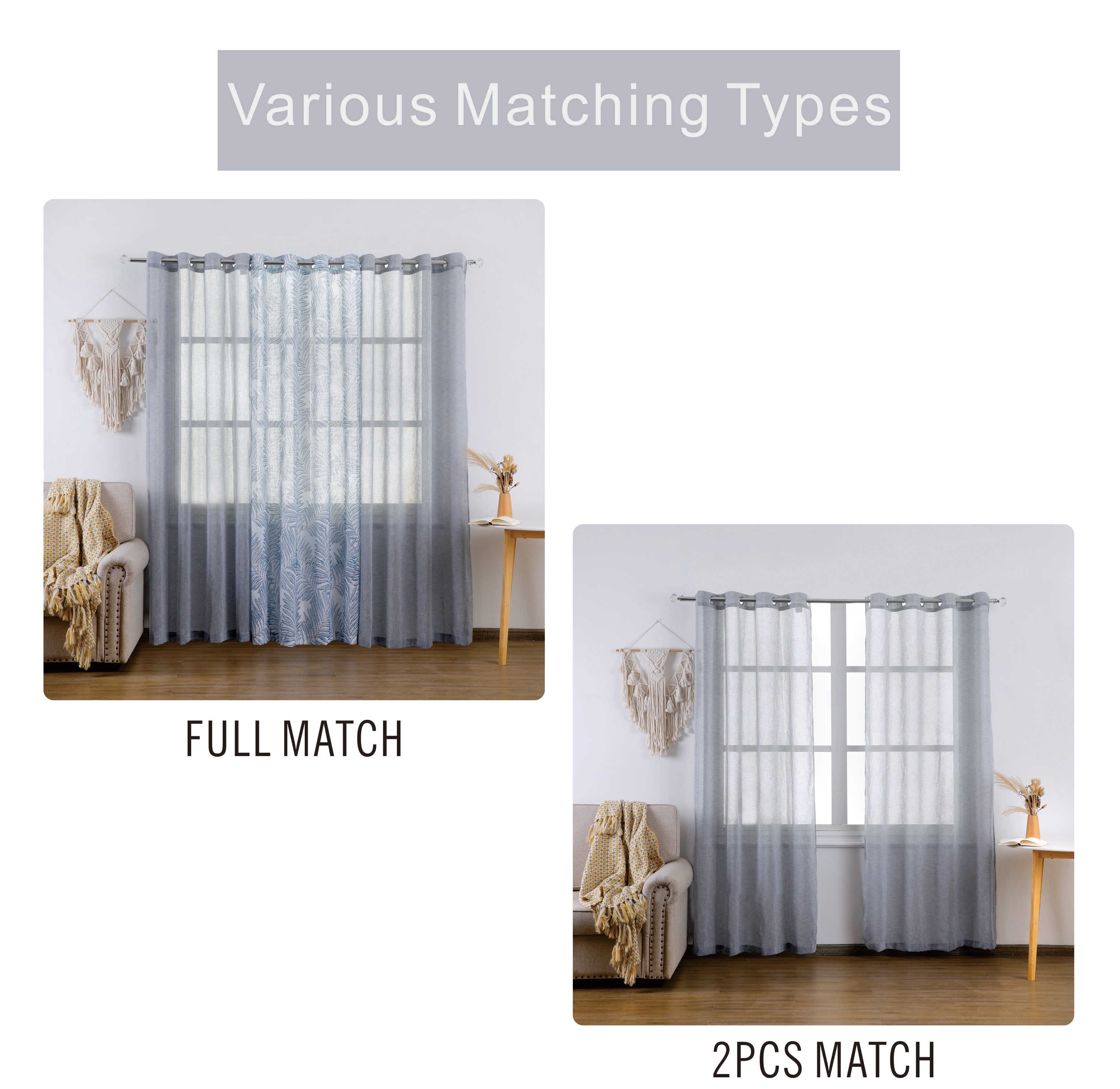 Bodil Plain & Print Set Of 3 Curtains