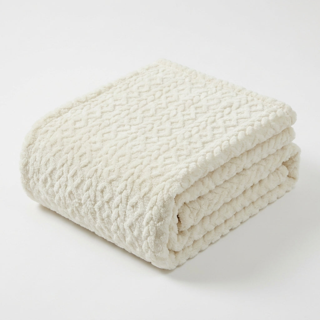 Izzy Flannel Blanket White