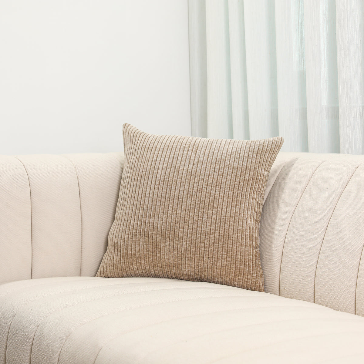 Mir Chenille Taupe Oatmeal Throw Pillowcase