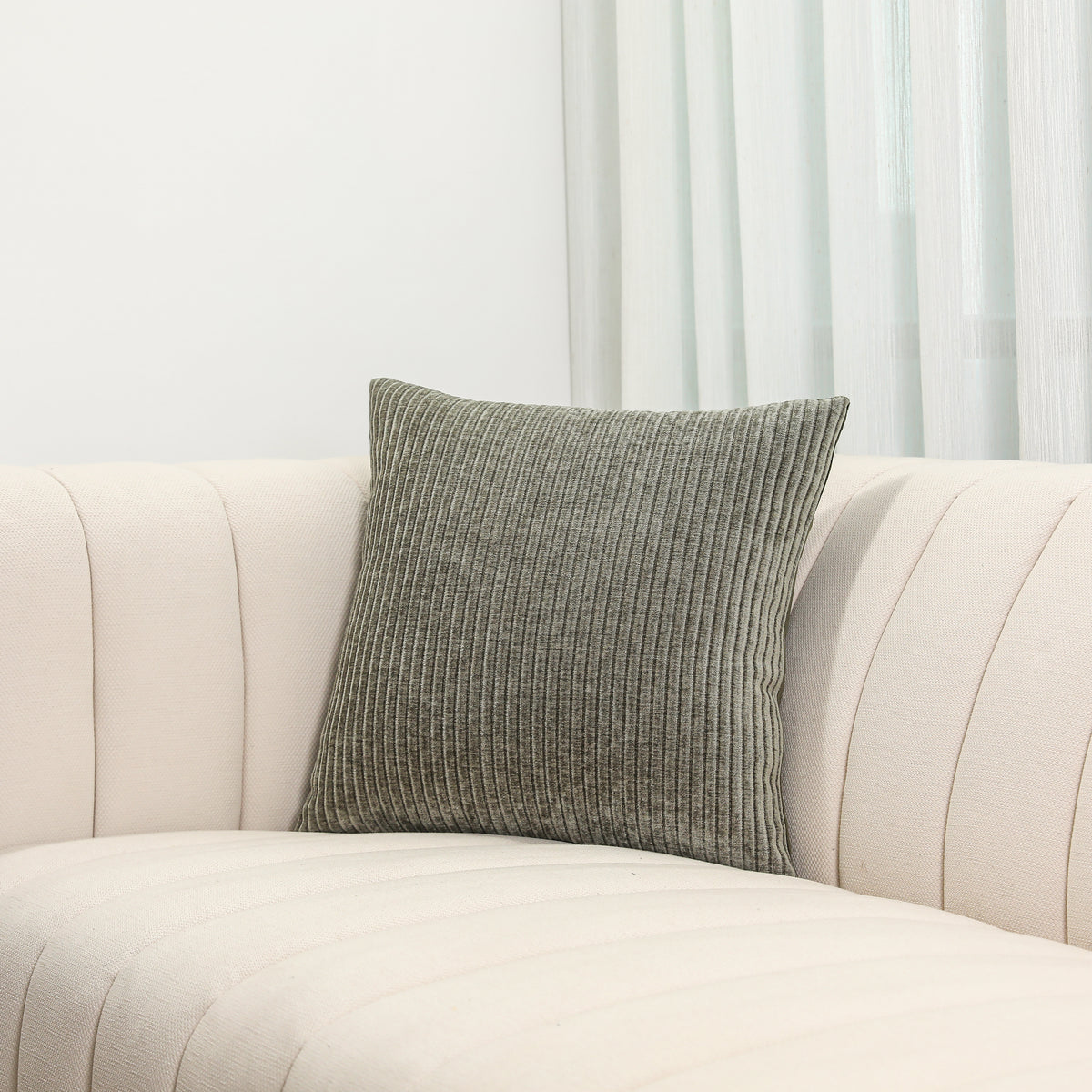 Mir Chenille Muted Sage Throw Pillowcase