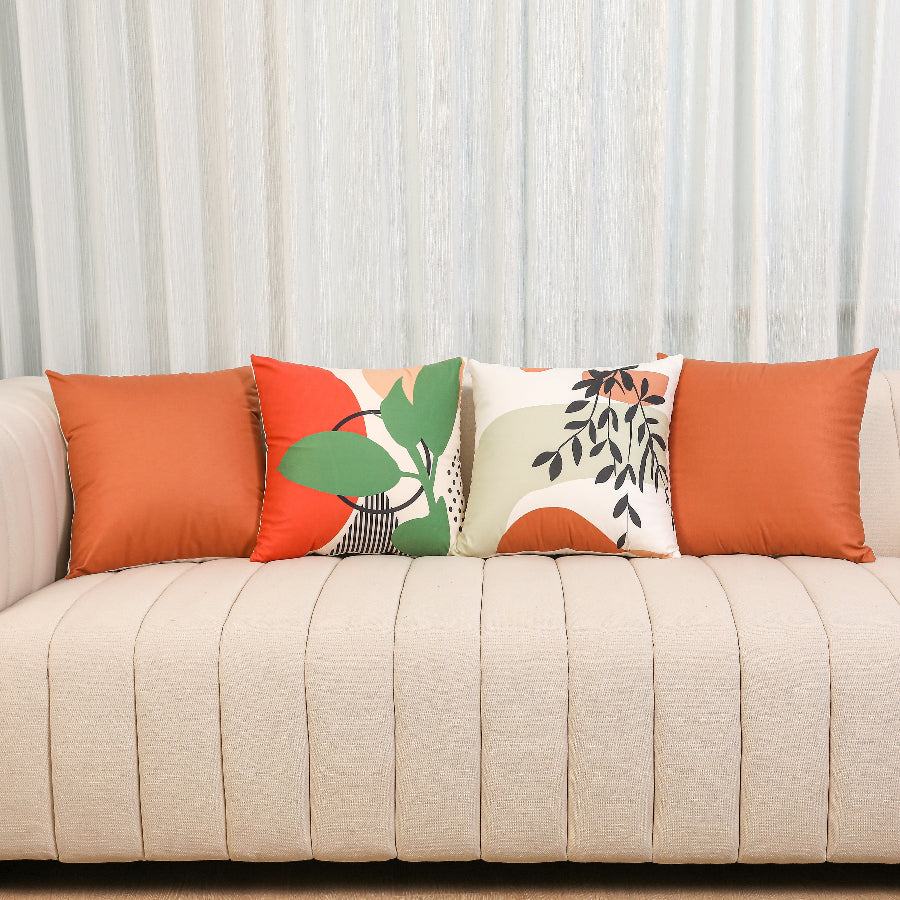 Lumi Sunrise Leaves Throw Pillowcases Set of 4