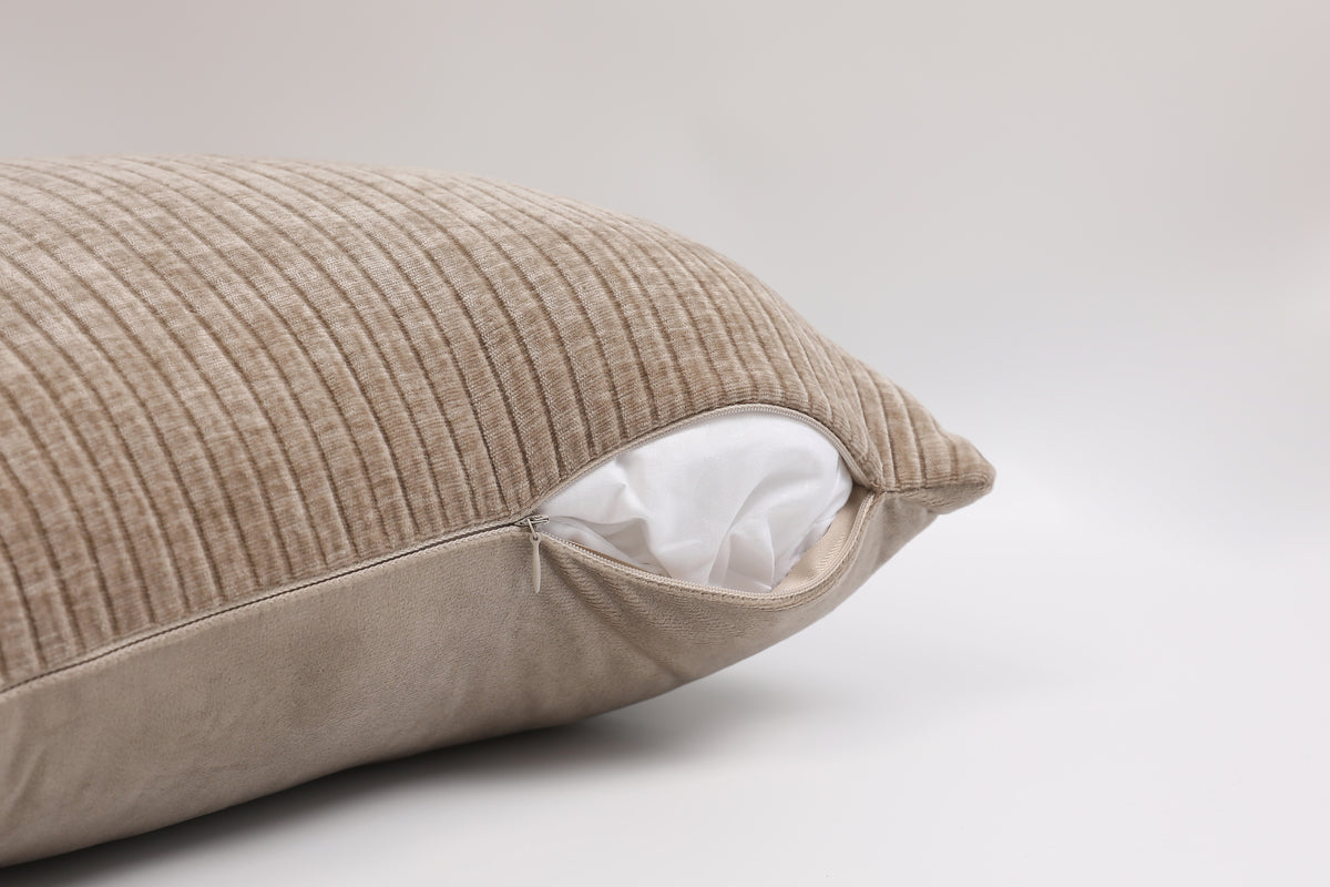 Mir Chenille Taupe Oatmeal Throw Pillowcase