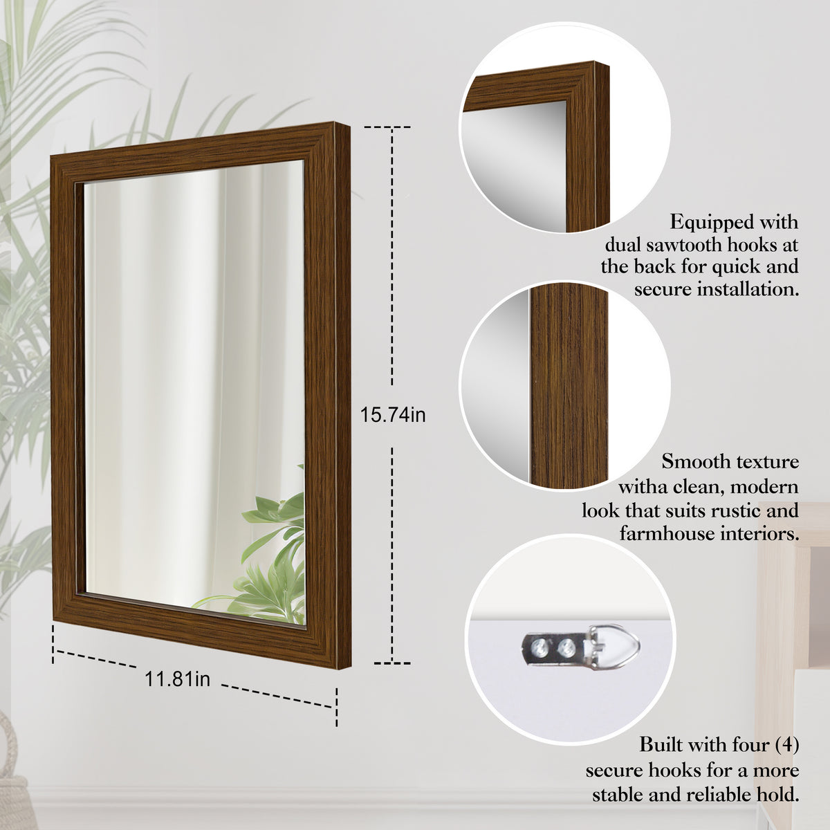 Jako Brown Teak Basic Mirror 30x40cm B1T1