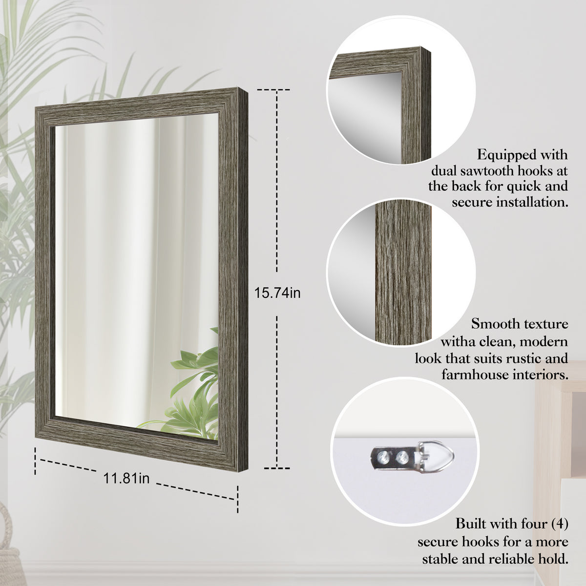Jako Gray Oak Basic Mirror 30x40cm B1T1