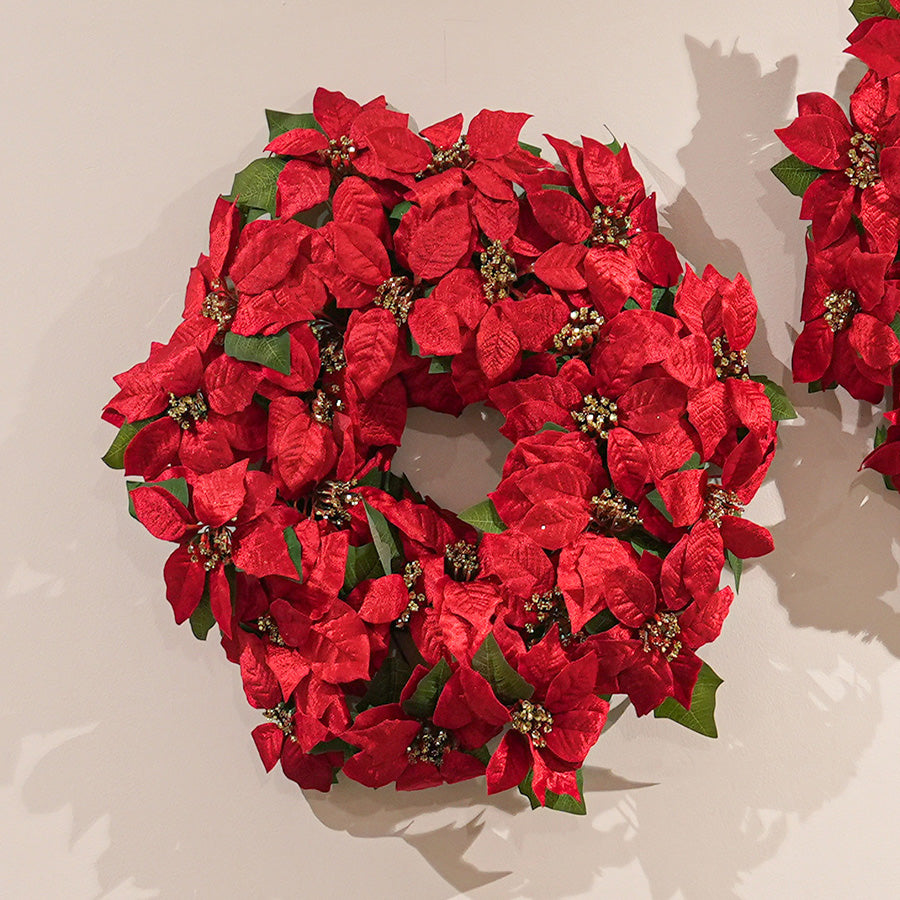 24 Heads Poinsettia Wreath 60cm