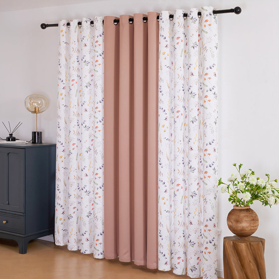 Barthel Plain & Print Set Of 3 Curtains
