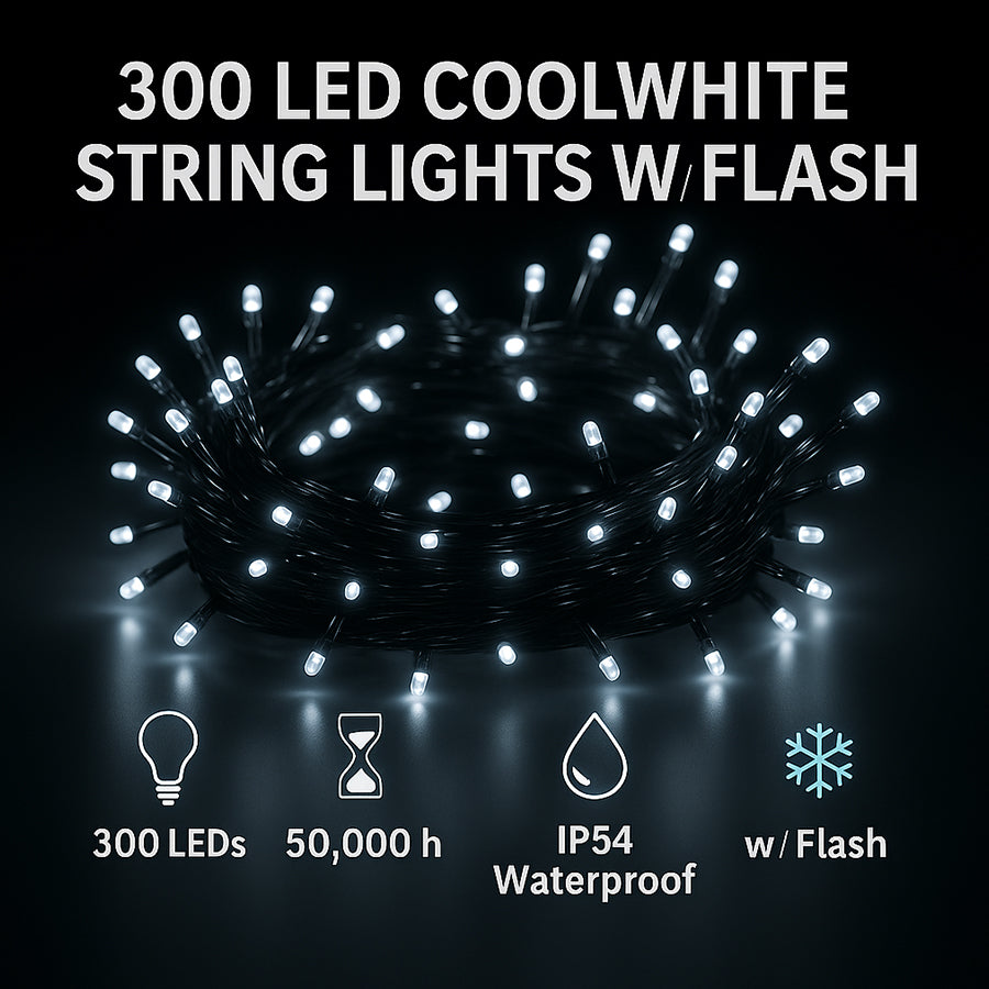 Christmas Lights 300LED with strobe Cool with Flash